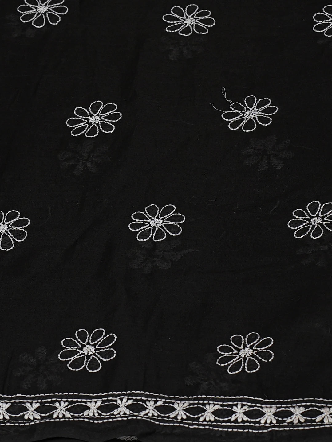 Ada Hand Embroidered Black Cotton Lucknowi Chikankari Unstitched Kurta Piece 01A773050