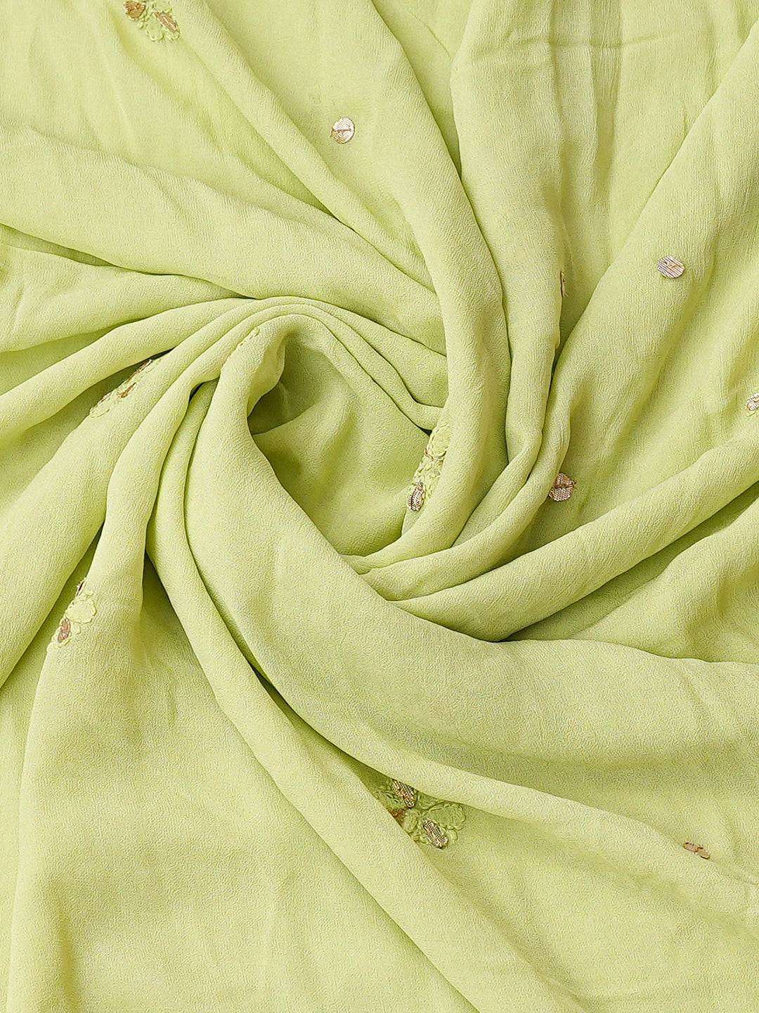 Ada Hand Embroidered Green Viscose Georgette Lucknowi Chikankari Unstitched Kurta Dupatta Set With Pearl Work 01A777561