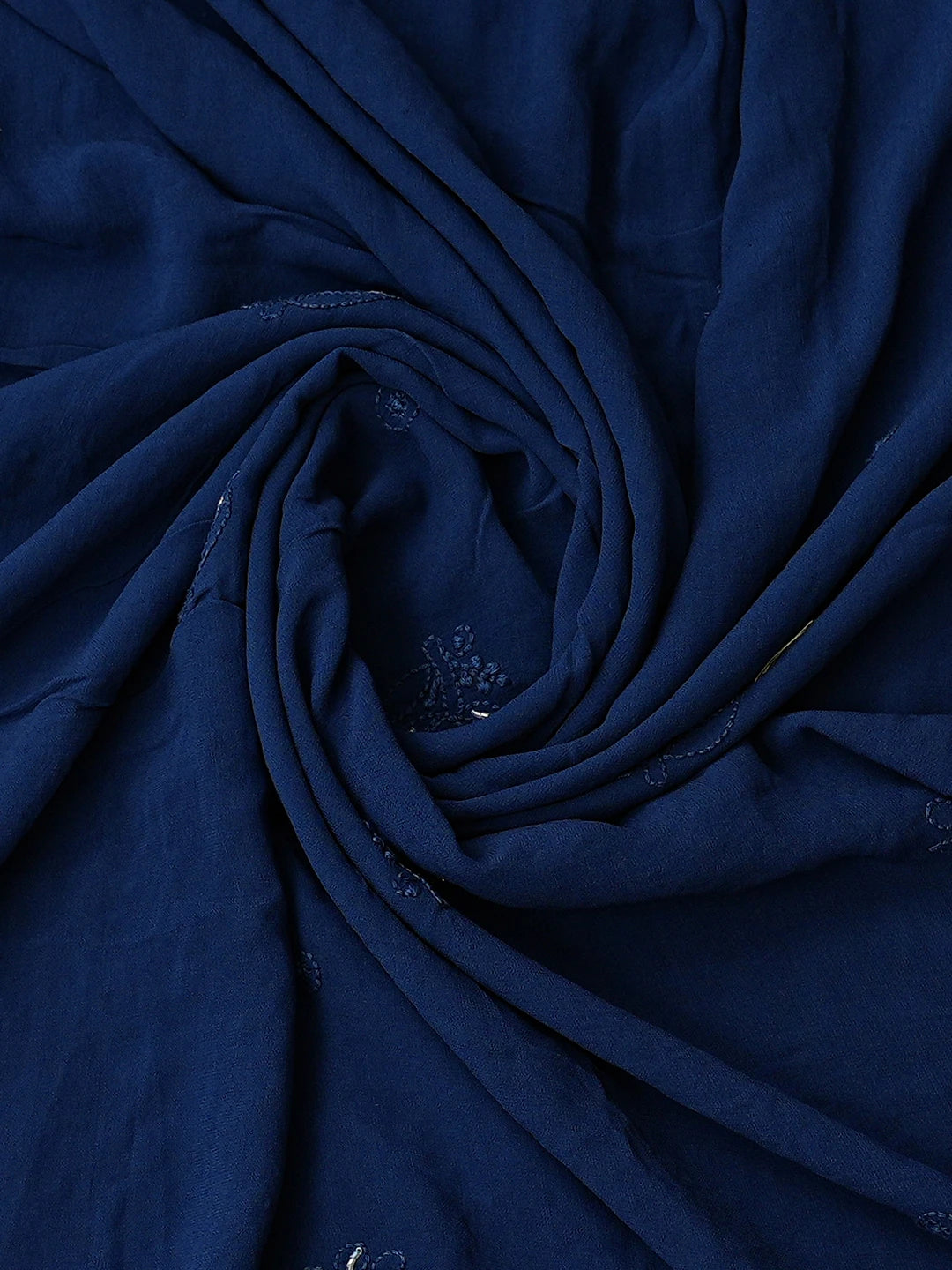 Ada Hand Embroidered Midnight Blue Viscose Georgette Lucknowi Chikankari Unstitched Kurta Dupatta Set With Cutdana Work 01A666204