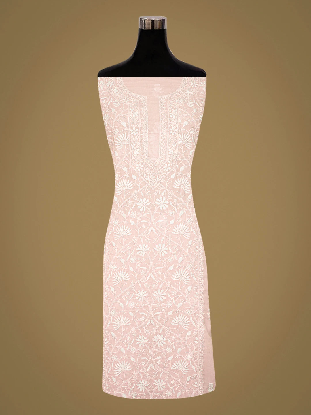 Ada Hand Embroidered Pink Cotton Lucknowi Chikankari Unstitched Suit Piece 01A773486