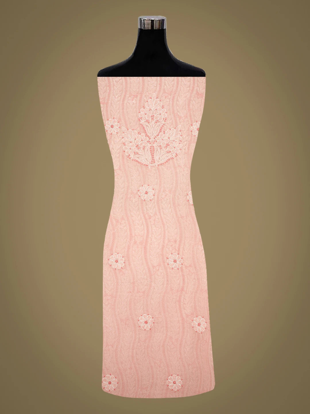 Ada Hand Embroidered Peach Cotton Lucknowi Chikankari Unstitched Suit Piece 01A811024