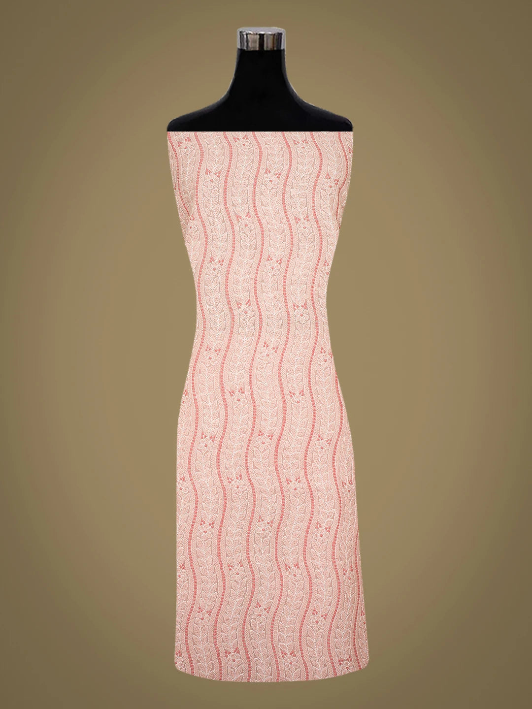 Ada Hand Embroidered Peach Cotton Lucknowi Chikankari Unstitched Suit Piece 01A811024