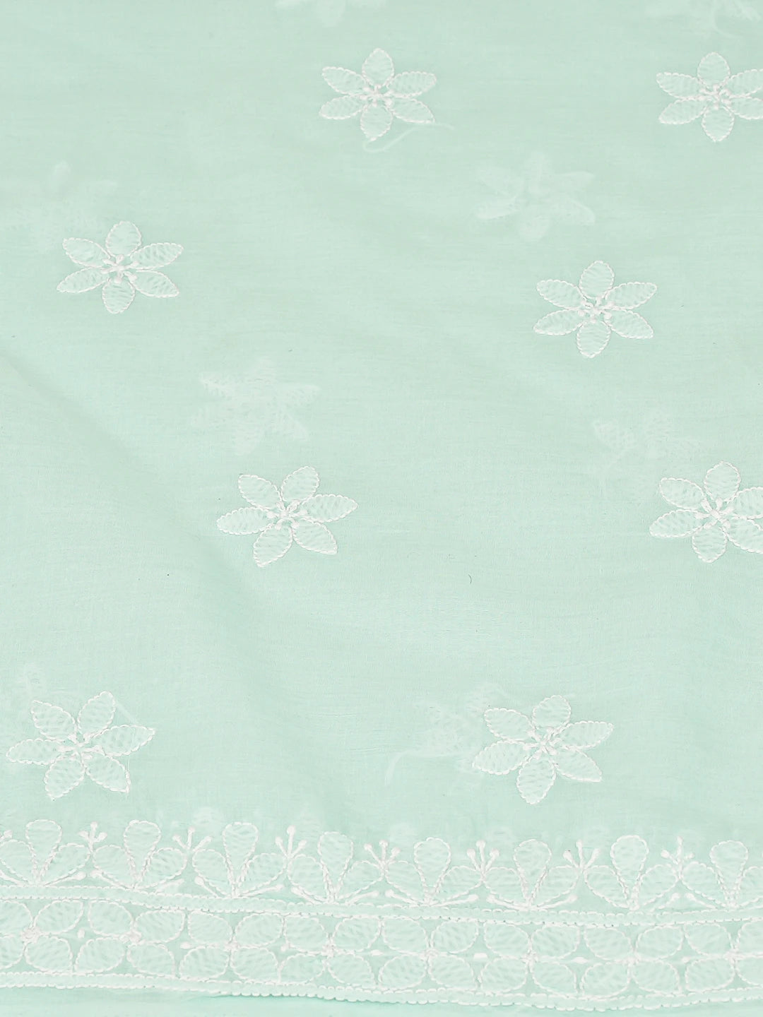 Ada Hand Embroidered Sea Green Cotton Lucknowi Chikankari Unstitched Suit Piece 01A791181