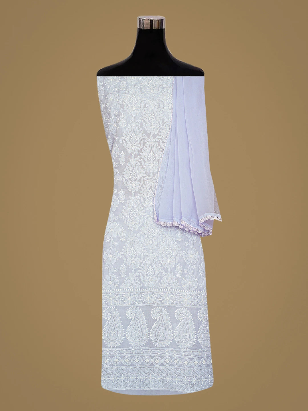 Ada Hand Embroidered Mauve Cotton Lucknowi Chikankari Unstitched Suit Piece 01A777823