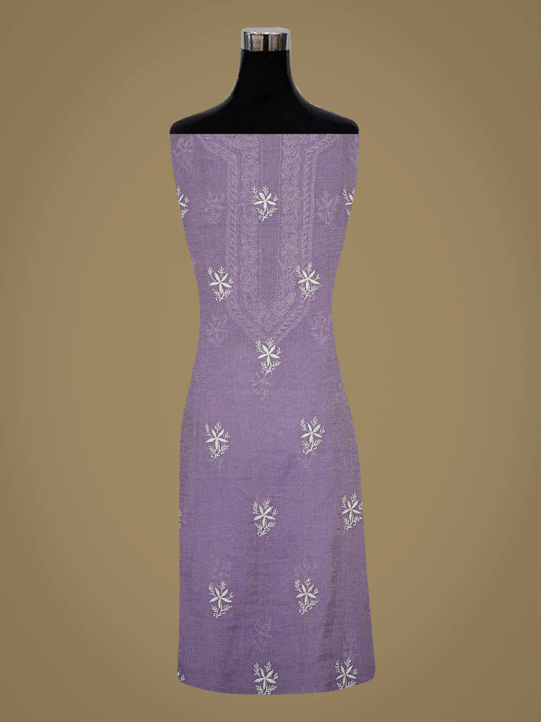 Ada Hand Embroidered Mauve Tissue Lucknowi Chikankari Unstitched Kurta Dupatta Set With Cutdana Work 01A759630