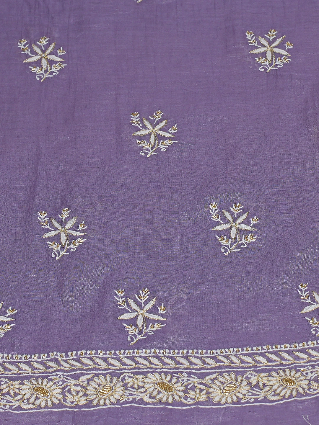 Ada Hand Embroidered Mauve Tissue Lucknowi Chikankari Unstitched Kurta Dupatta Set With Cutdana Work 01A759630