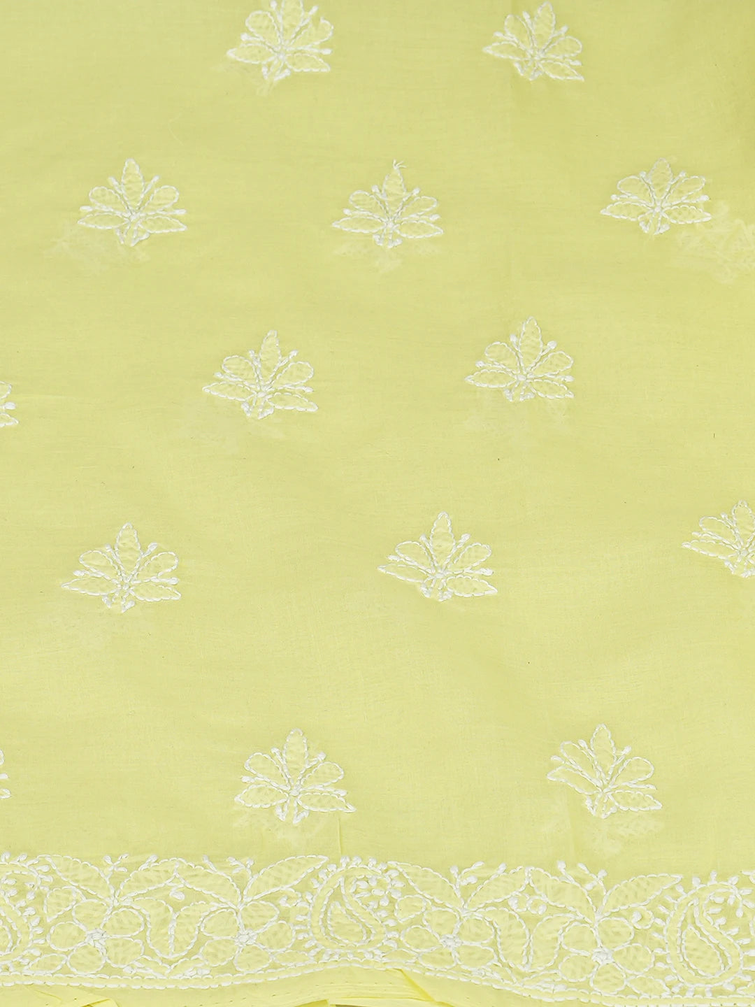 Ada Hand Embroidered Lemon Cotton Lucknowi Chikankari Unstitched Suit Piece 01A783103
