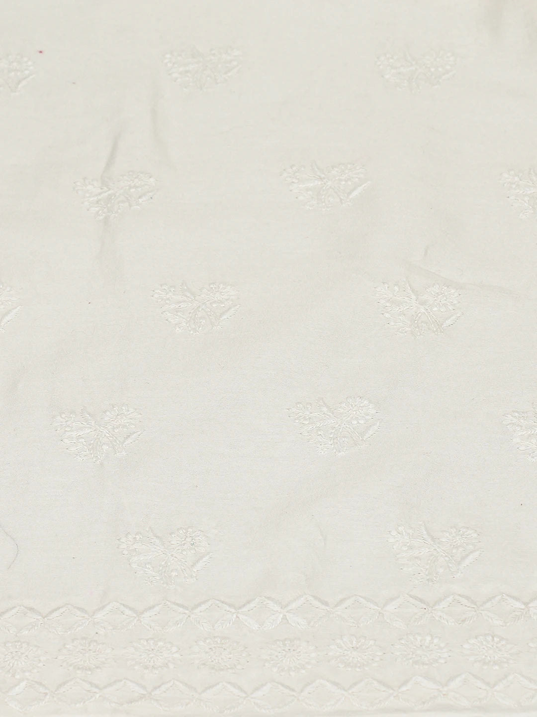 Ada Hand Embroidered White Chanderi Lucknowi Chikankari Unstitched Kurta Dupatta Set With Zari Taar Work 01A747670