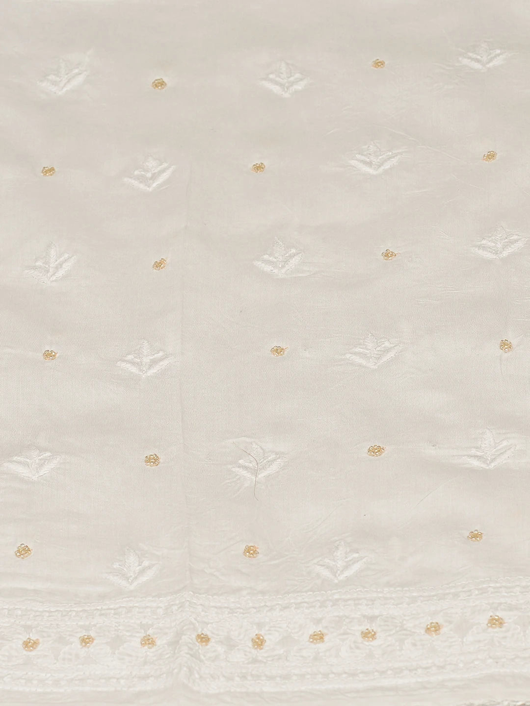 Ada Hand Embroidered White Muslin Lucknowi Chikankari Unstitched Kurta Dupatta Set With Cutdana Work 01A791905