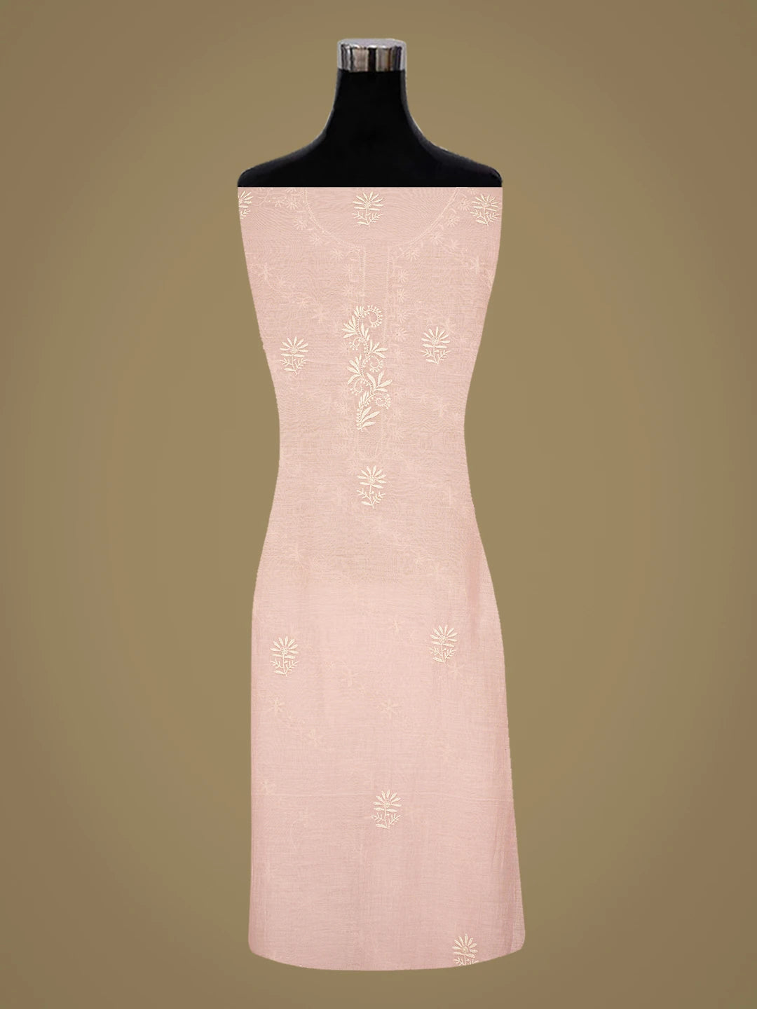 Ada Hand Embroidered Pink Chanderi Lucknowi Chikankari Unstitched Kurta Dupatta Set 01A764176