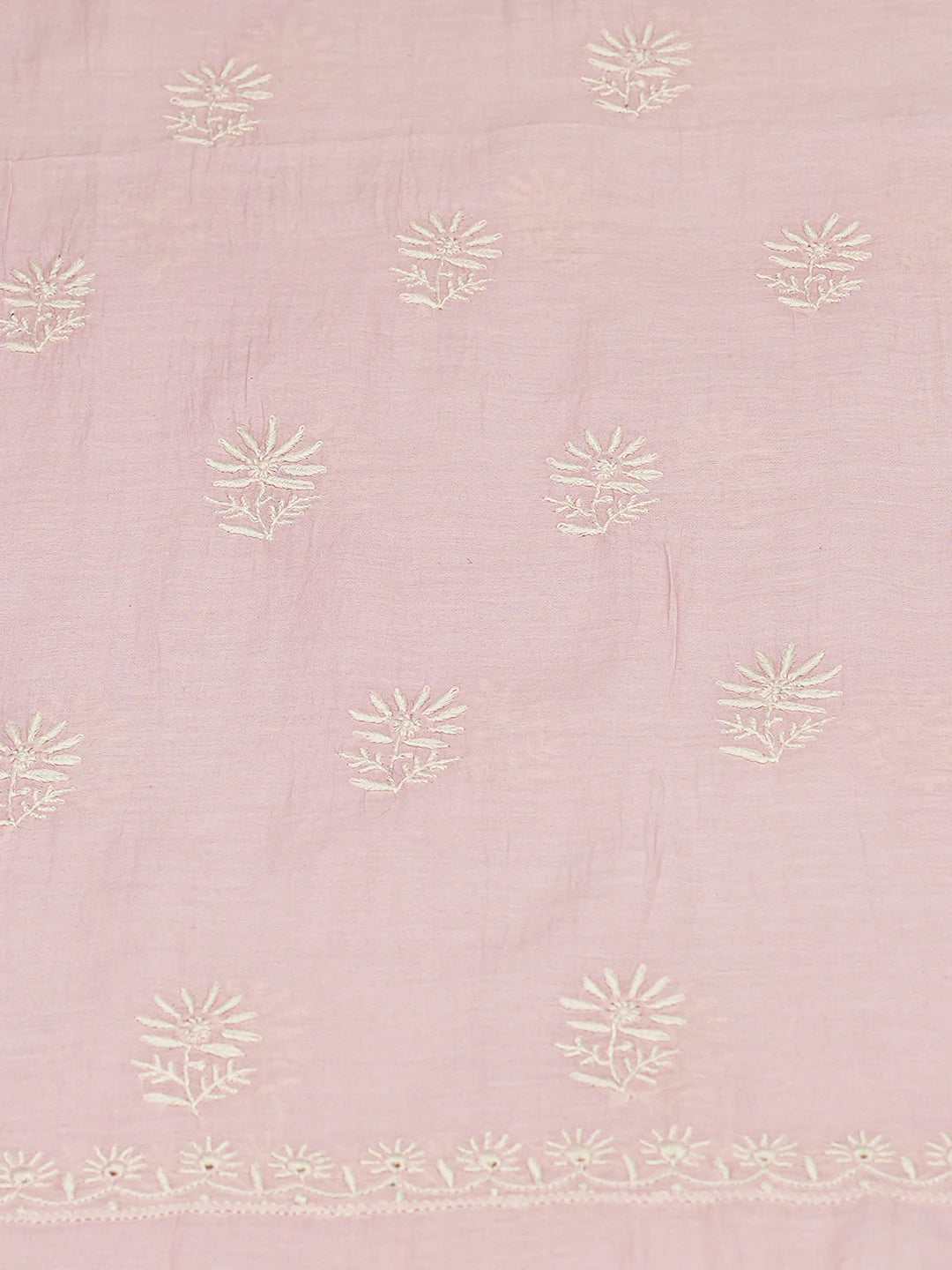 Ada Hand Embroidered Pink Chanderi Lucknowi Chikankari Unstitched Kurta Dupatta Set 01A764176