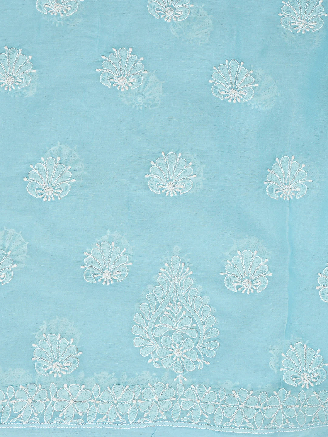 Ada Hand Embroidered Blue Cotton Lucknowi Chikankari Unstitched Suit Piece 01A810988
