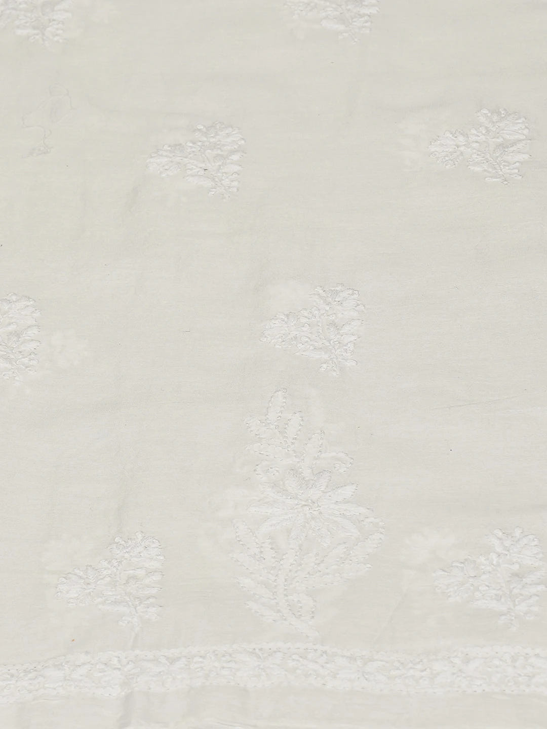 Ada Hand Embroidered White Chanderi Lucknowi Chikankari Unstitched Kurta Dupatta Set 01A726745