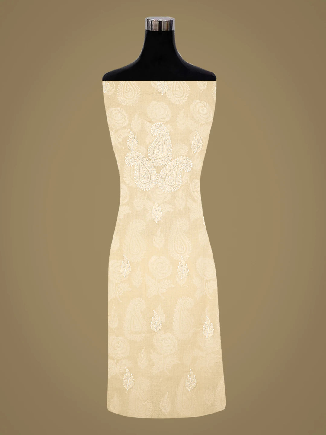 Ada Hand Embroidered Fawn Cotton Lucknowi Chikankari Unstitched Suit Piece 01A811015