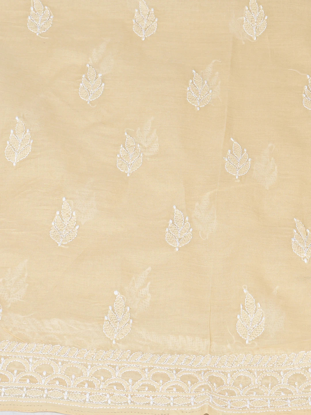 Ada Hand Embroidered Fawn Cotton Lucknowi Chikankari Unstitched Suit Piece 01A811015