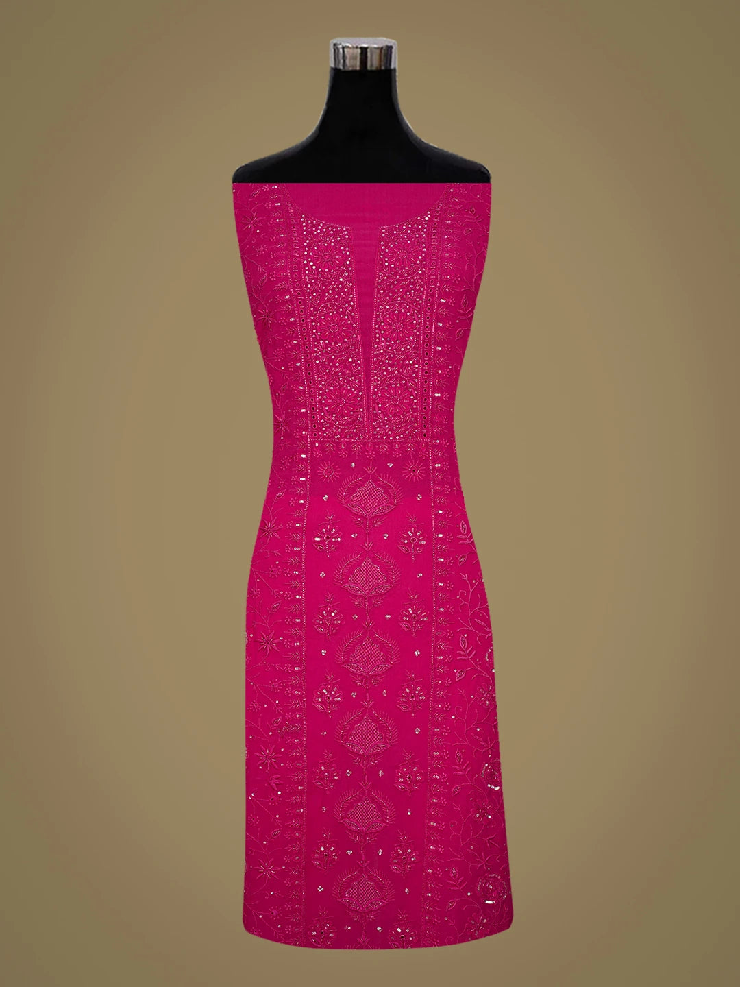 Ada Hand Embroidered Magenta Viscose Georgette Lucknowi Chikankari Unstitched Kurta Dupatta Set With Cutdana Work 01A741677