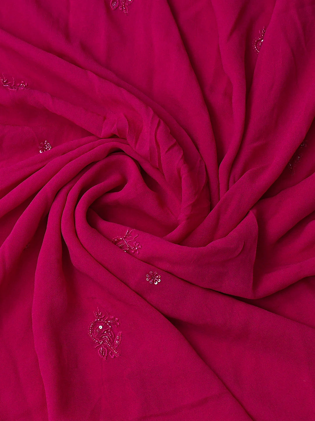 Ada Hand Embroidered Magenta Viscose Georgette Lucknowi Chikankari Unstitched Kurta Dupatta Set With Cutdana Work 01A741677
