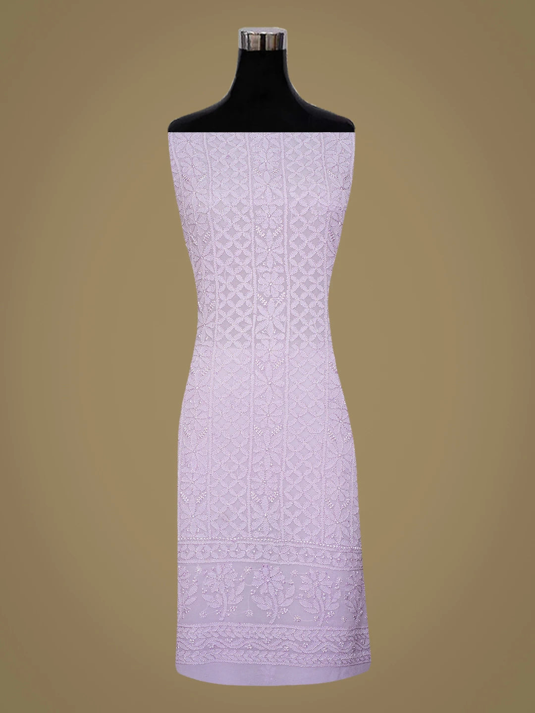 Ada Hand Embroidered Mauve Viscose Georgette Lucknowi Chikankari Unstitched Kurta Dupatta Set 01A747504