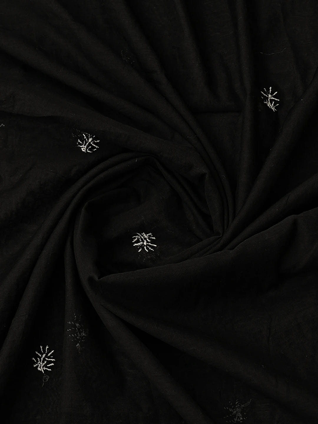 Ada Hand Embroidered Black Kota Chanderi Lucknowi Chikankari Unstitched Kurta Dupatta Set With Cutdana Work 01A737484