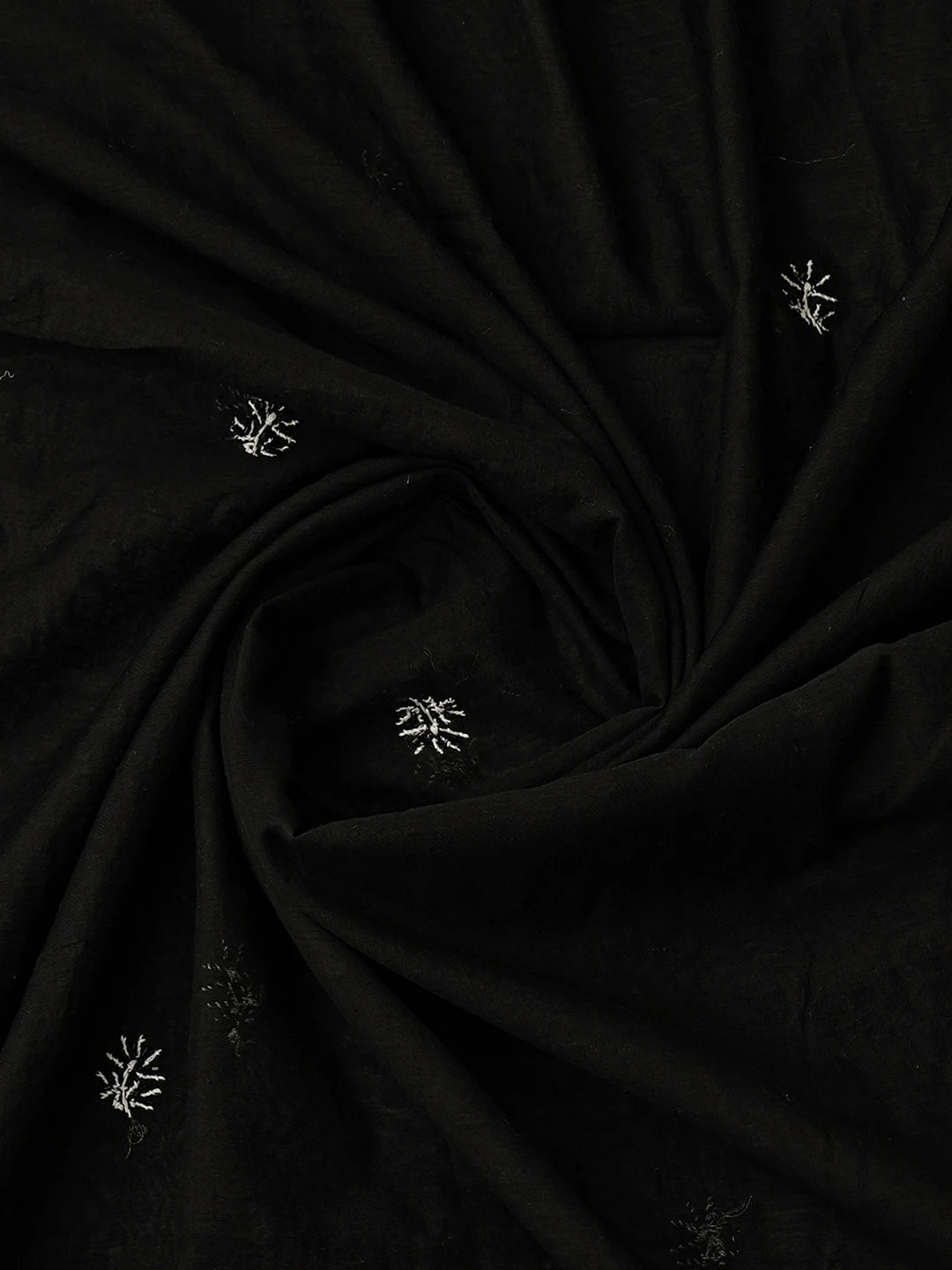 Ada Hand Embroidered Black Kota Chanderi Lucknowi Chikankari Unstitched Kurta Dupatta Set With Cutdana Work 01A737484