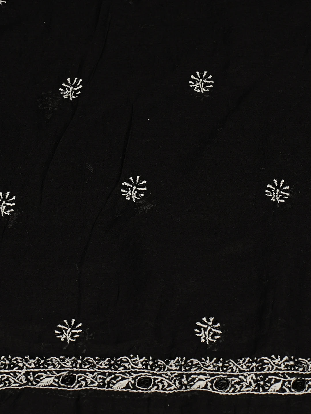 Ada Hand Embroidered Black Kota Chanderi Lucknowi Chikankari Unstitched Kurta Dupatta Set With Cutdana Work 01A737484