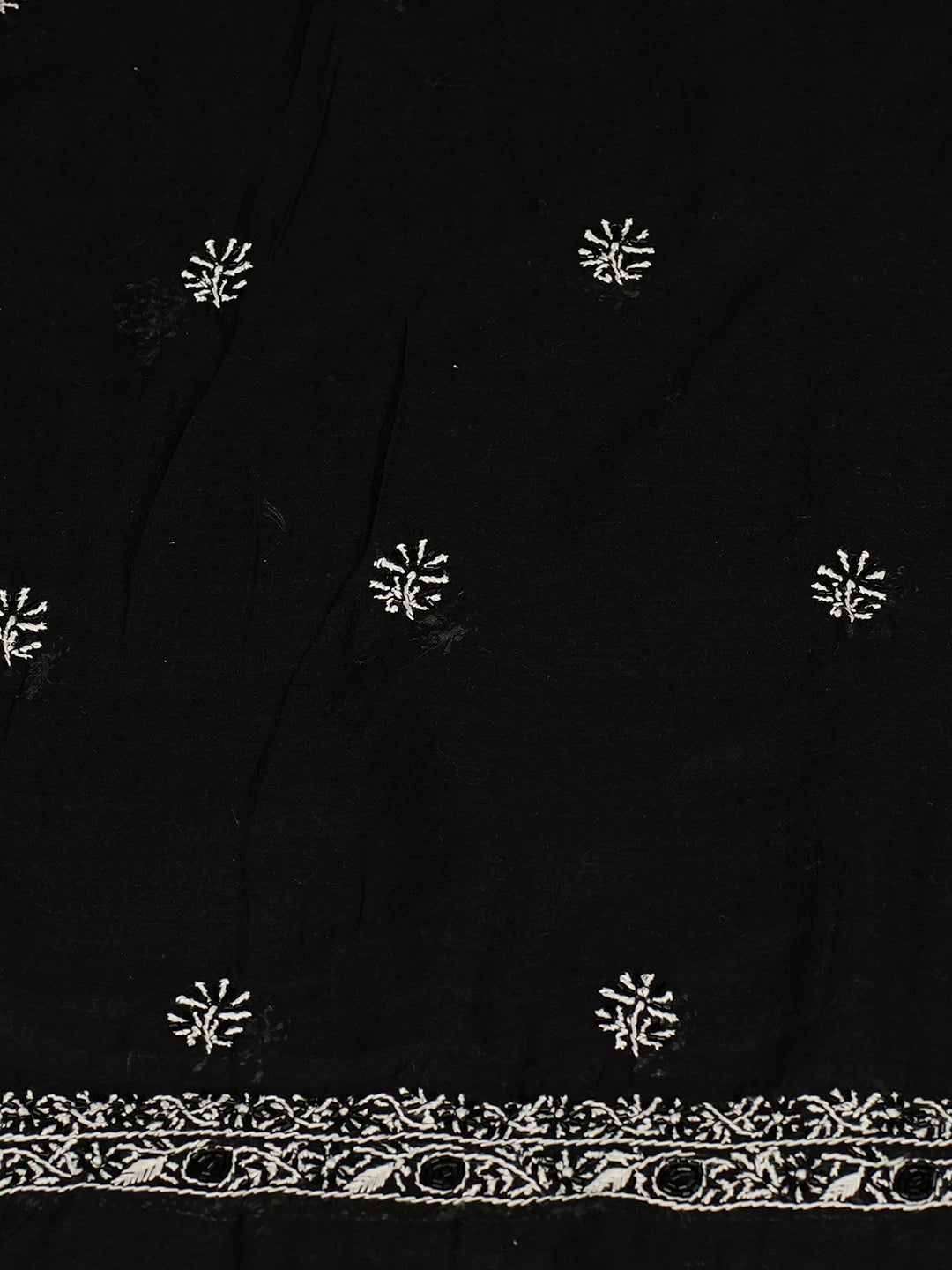 Ada Hand Embroidered Black Kota Chanderi Lucknowi Chikankari Unstitched Kurta Dupatta Set With Cutdana Work 01A737484
