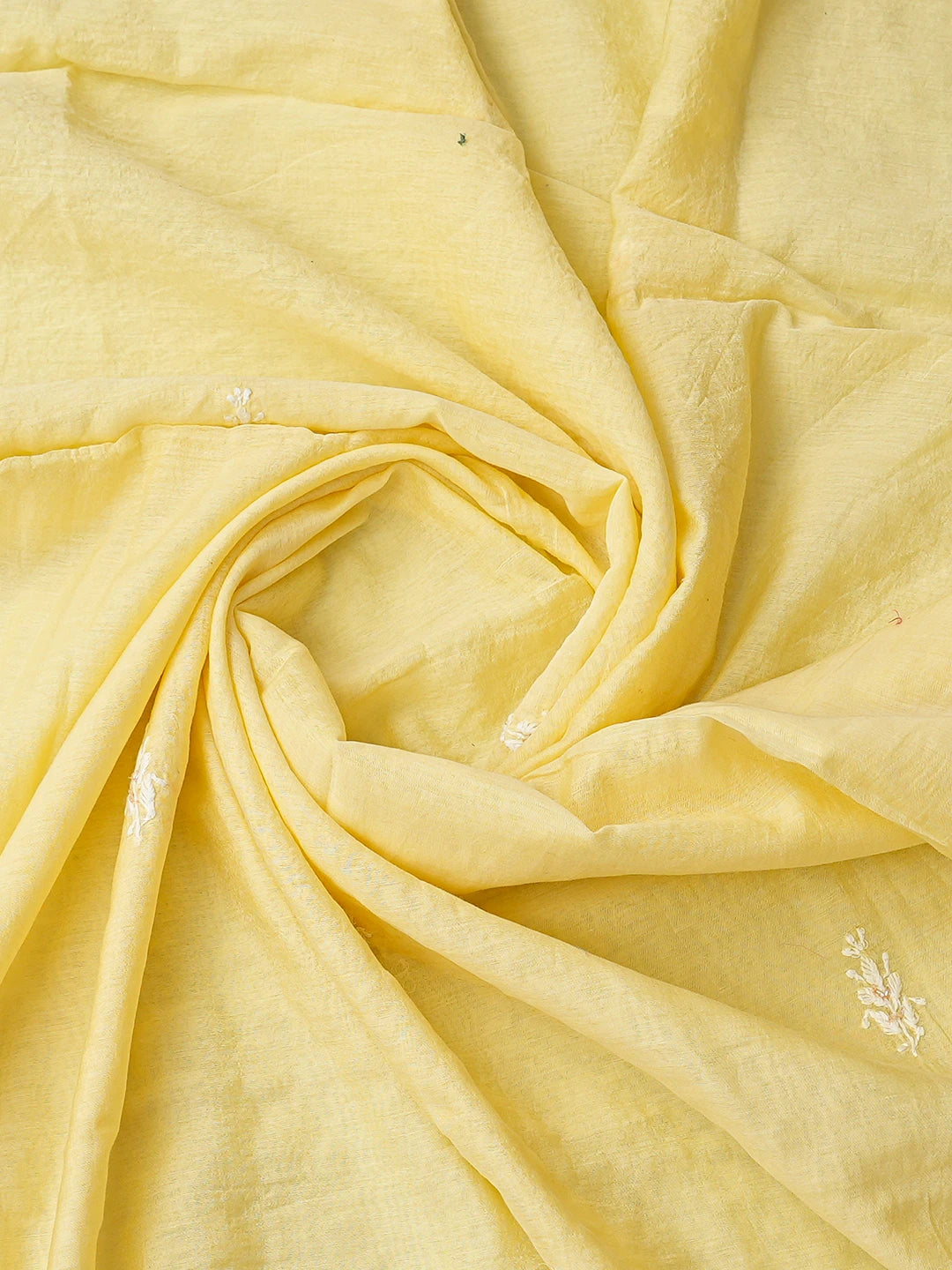 Ada Hand Embroidered Lemon Chanderi Lucknowi Chikankari Unstitched Kurta Dupatta Set With Cutdana Work 01A610896
