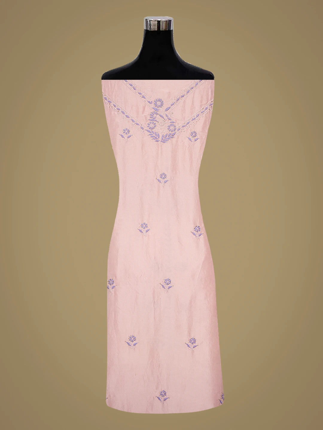 Ada Hand Embroidered Orchid Pink Silk Lucknowi Chikankari Unstitched Kurta Dupatta Set With Mukaish Work 01A635419
