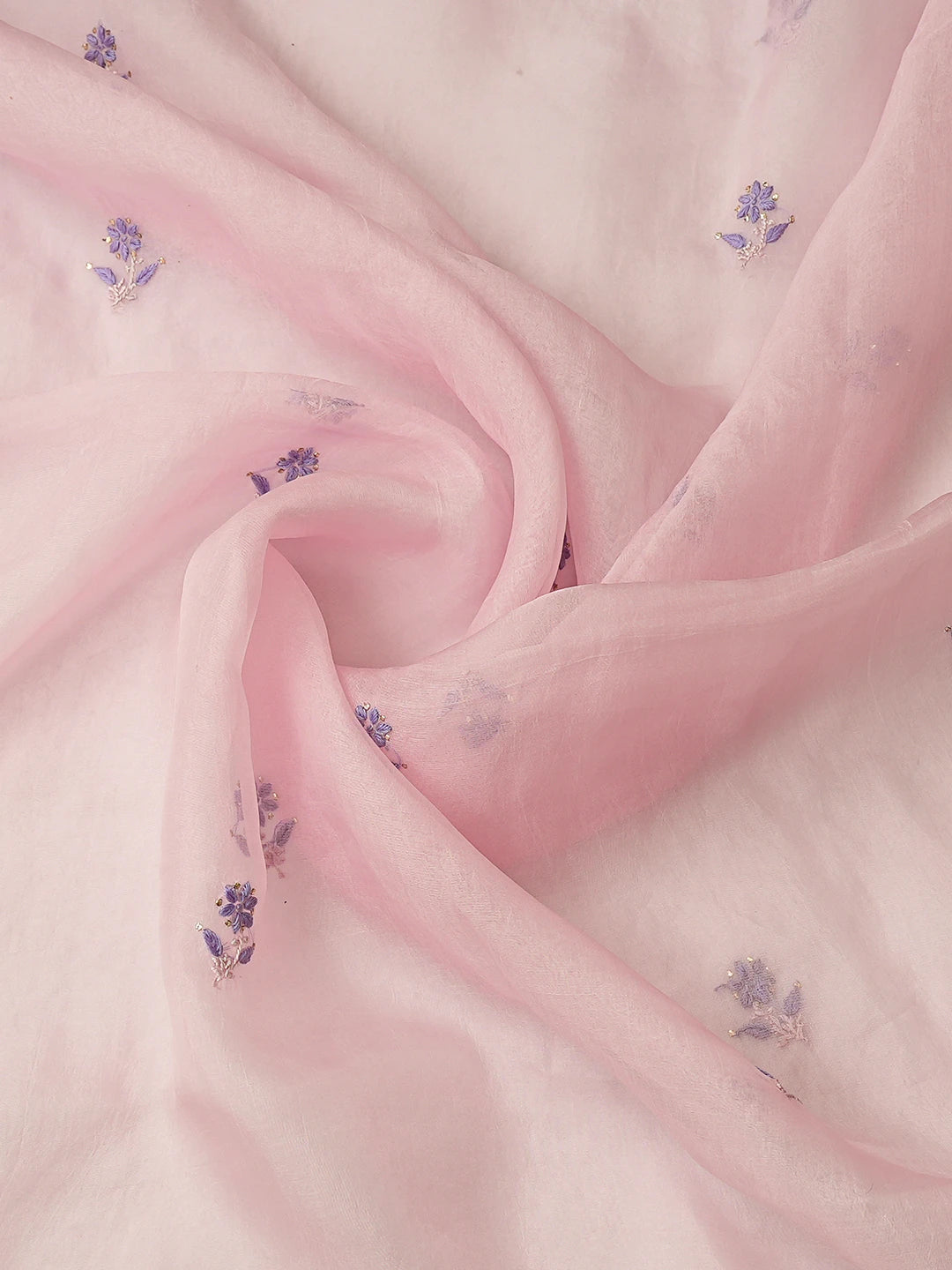 Ada Hand Embroidered Orchid Pink Silk Lucknowi Chikankari Unstitched Kurta Dupatta Set With Mukaish Work 01A635419