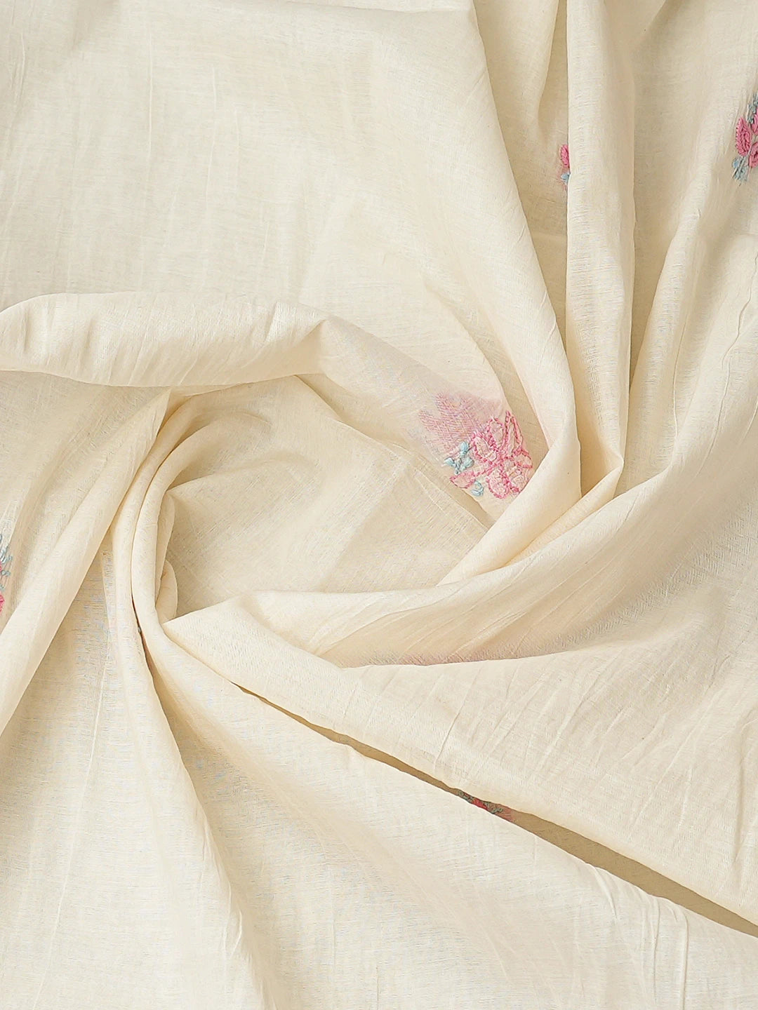 Ada Hand Embroidered White Cornsilk Chanderi Lucknowi Chikankari Unstitched Kurta Dupatta Set 01A767181