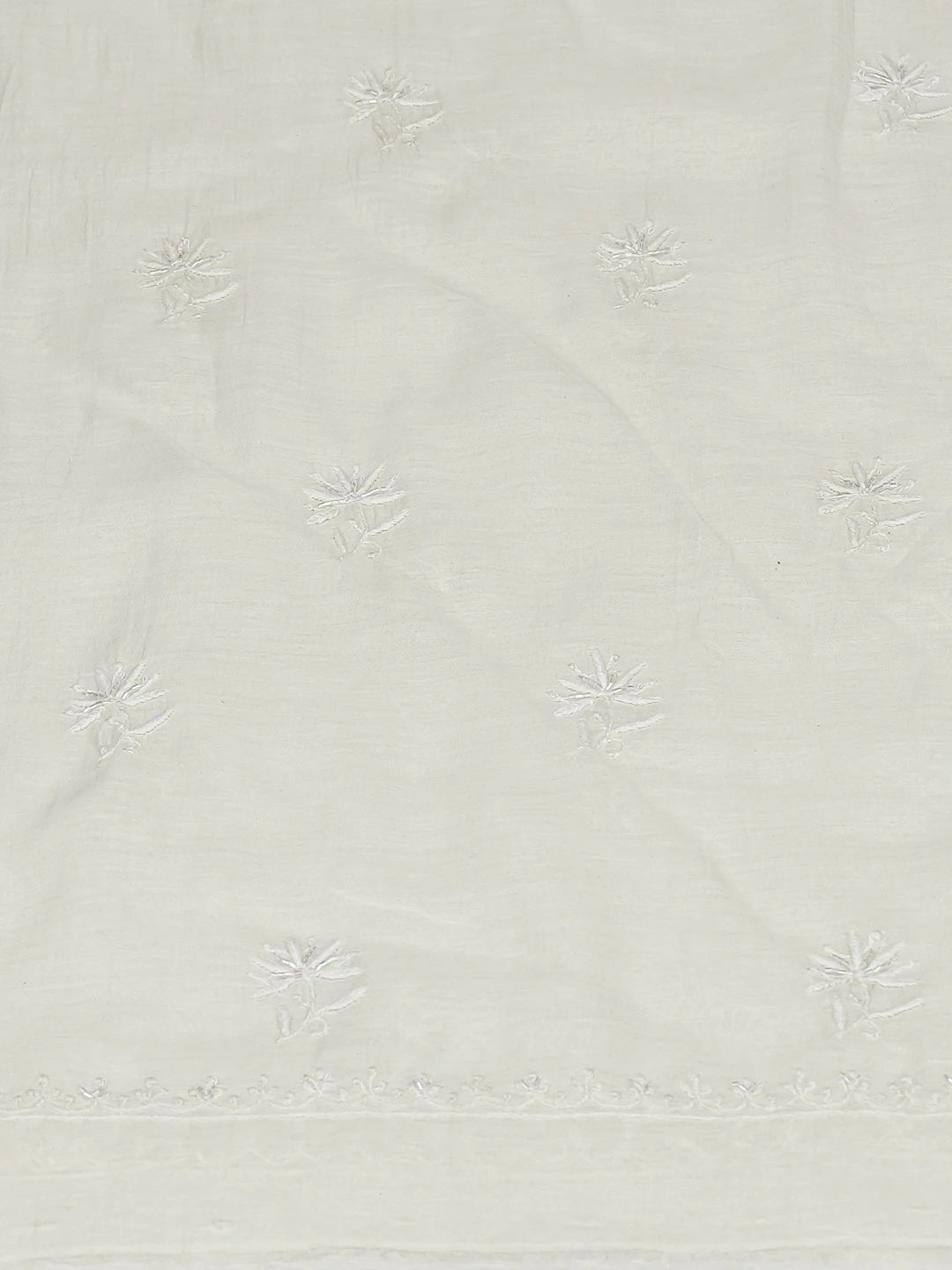 Ada Hand Embroidered Floral White Chanderi Lucknowi Chikankari Unstitched Kurta Dupatta Set With Cutdana Work 01A808610