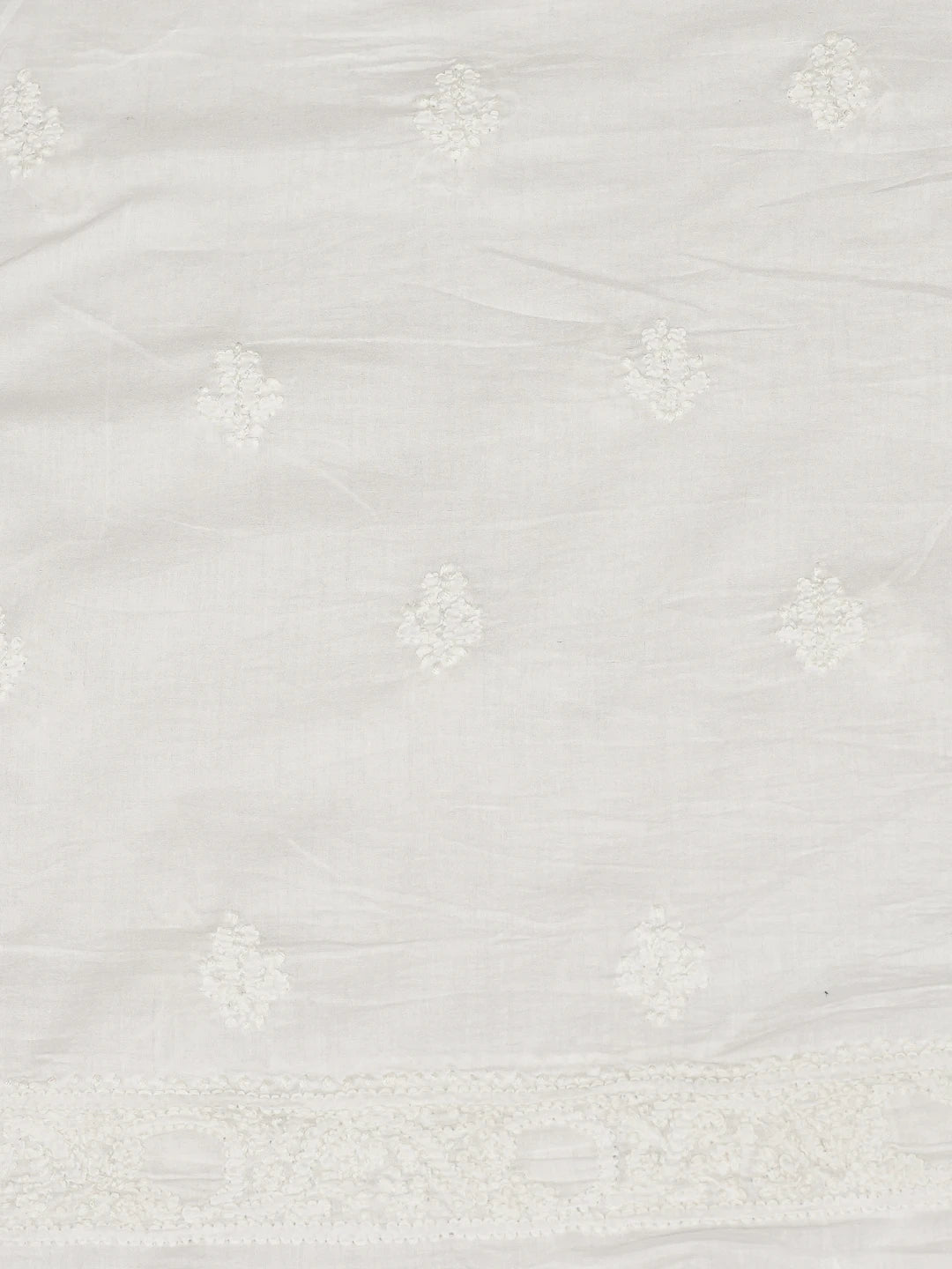 Ada Hand Embroidered White Cotton Lucknowi Chikankari Unstitched Men's Kurta Piece 01A779132