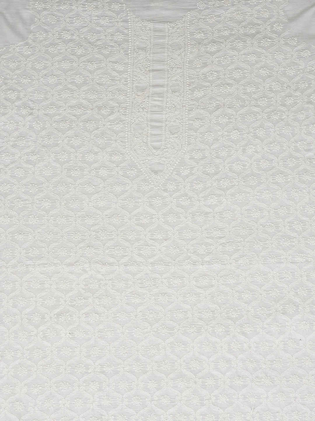 Ada Hand Embroidered White Cotton Lucknowi Chikankari Unstitched Men's Kurta Piece 01A779132