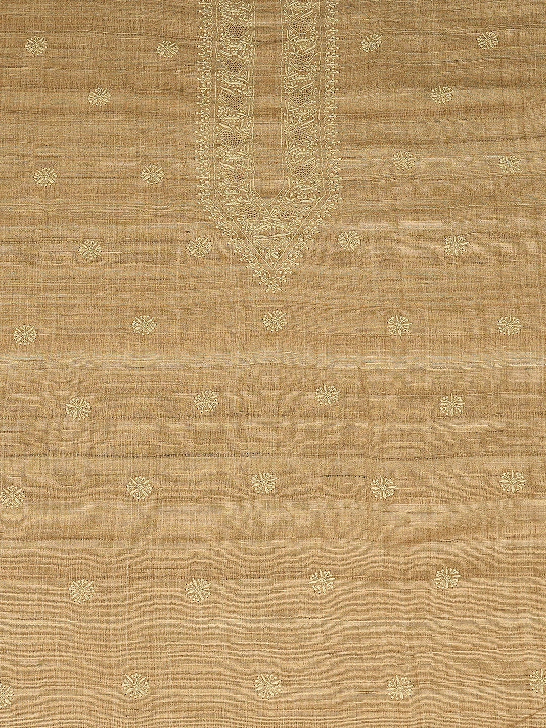 Ada Hand Embroidered Camel Brown Tussar Silk Lucknowi Chikankari Unstitched Men's Kurta Piece 01A809270
