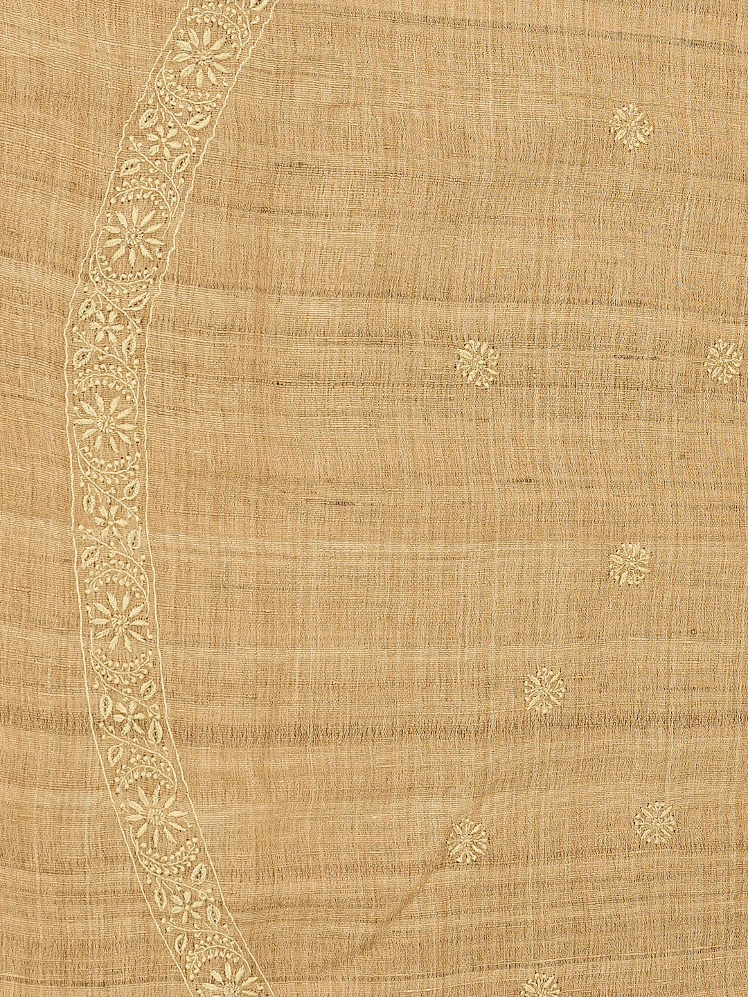 Ada Hand Embroidered Camel Brown Tussar Silk Lucknowi Chikankari Unstitched Men's Kurta Piece 01A809270