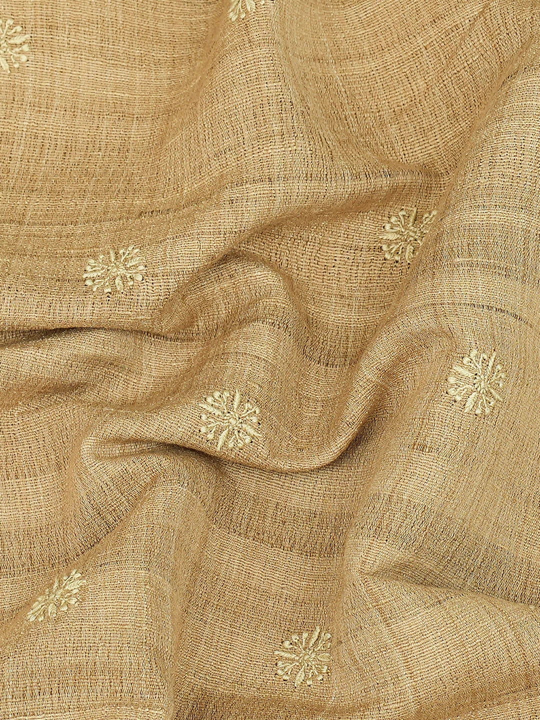 Ada Hand Embroidered Camel Brown Tussar Silk Lucknowi Chikankari Unstitched Men's Kurta Piece 01A809270