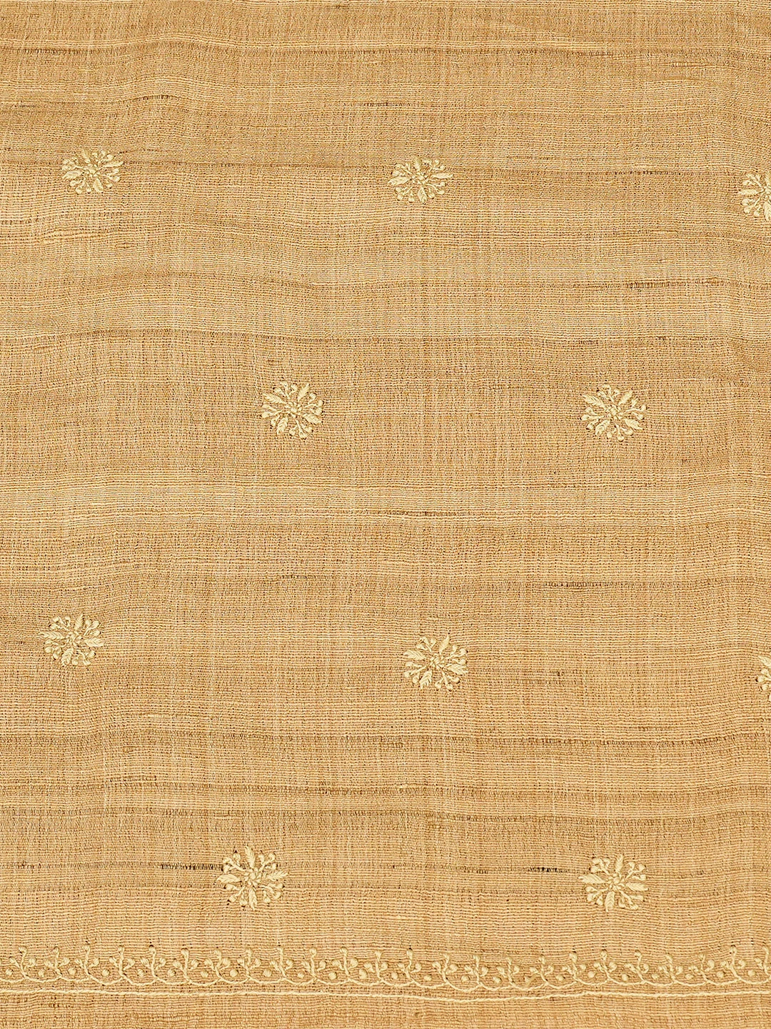 Ada Hand Embroidered Camel Brown Tussar Silk Lucknowi Chikankari Unstitched Men's Kurta Piece 01A809270