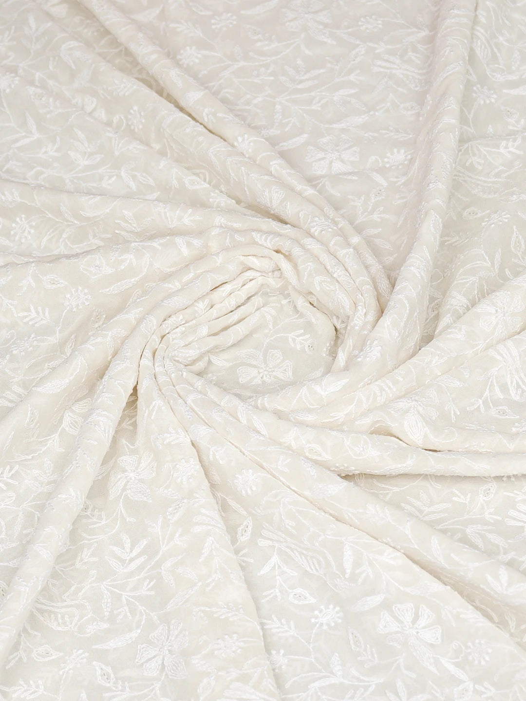Ada Hand Embroidered White Pure Georgette Lucknowi Chikankari Dupatta 01A715951