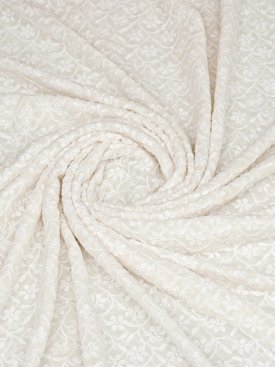 Ada Hand Embroidered White Pure Georgette Lucknowi Chikankari Dupatta 01A766634