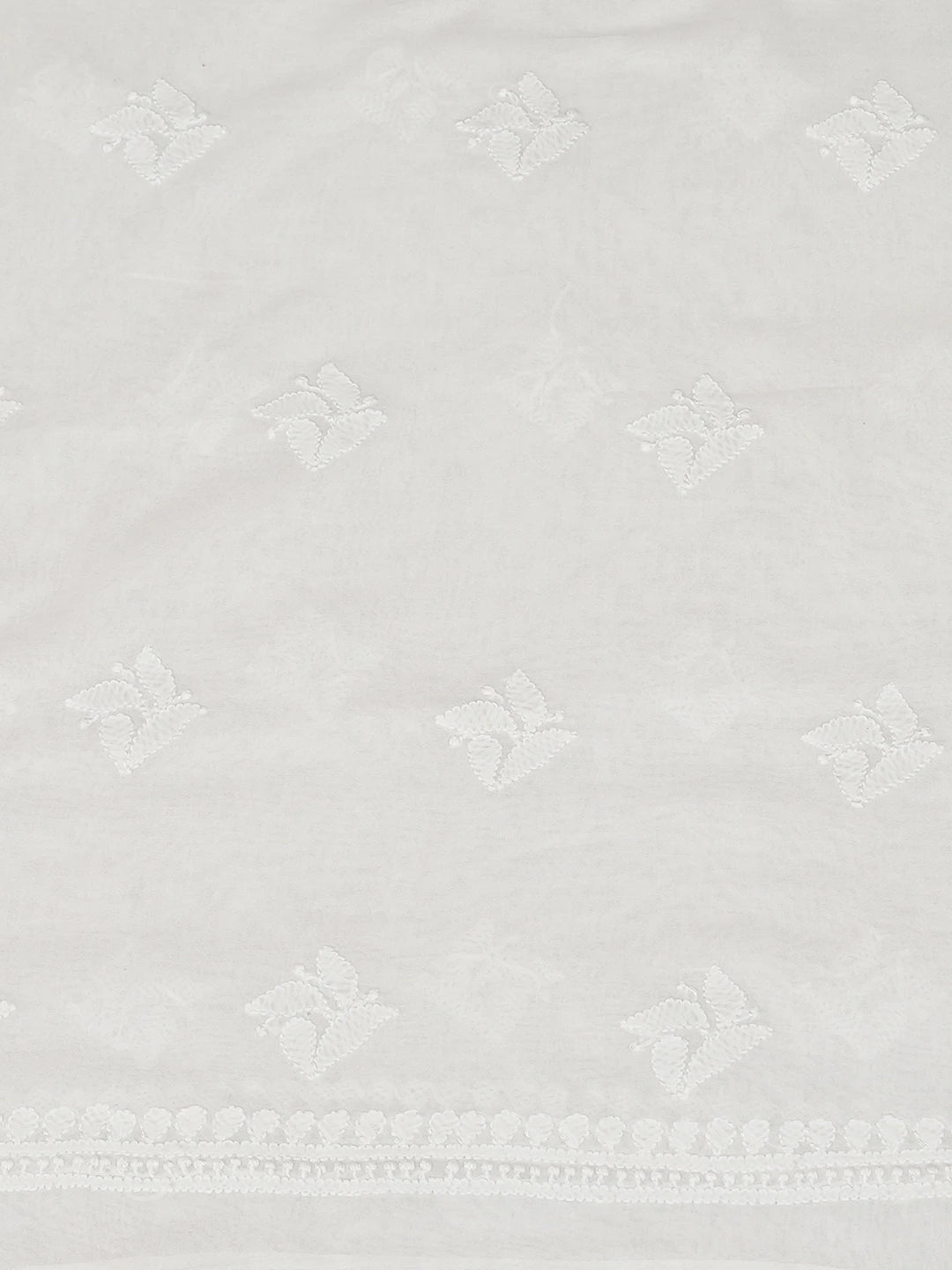 Ada Hand Embroidered White Cotton Lucknowi Chikankari Unstitched Men's Kurta Piece 01A791955