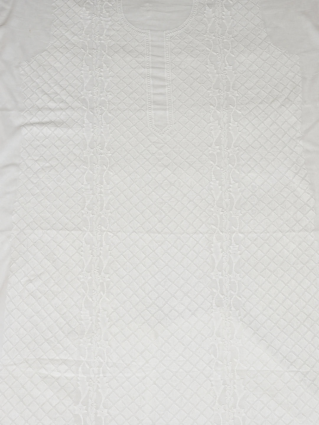 Ada Hand Embroidered White Cotton Lucknowi Chikankari Unstitched Men's Kurta Piece 01A791955