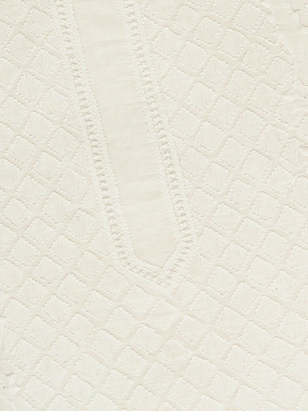 Ada Hand Embroidered White Cotton Lucknowi Chikankari Unstitched Men's Kurta Piece 01A791955