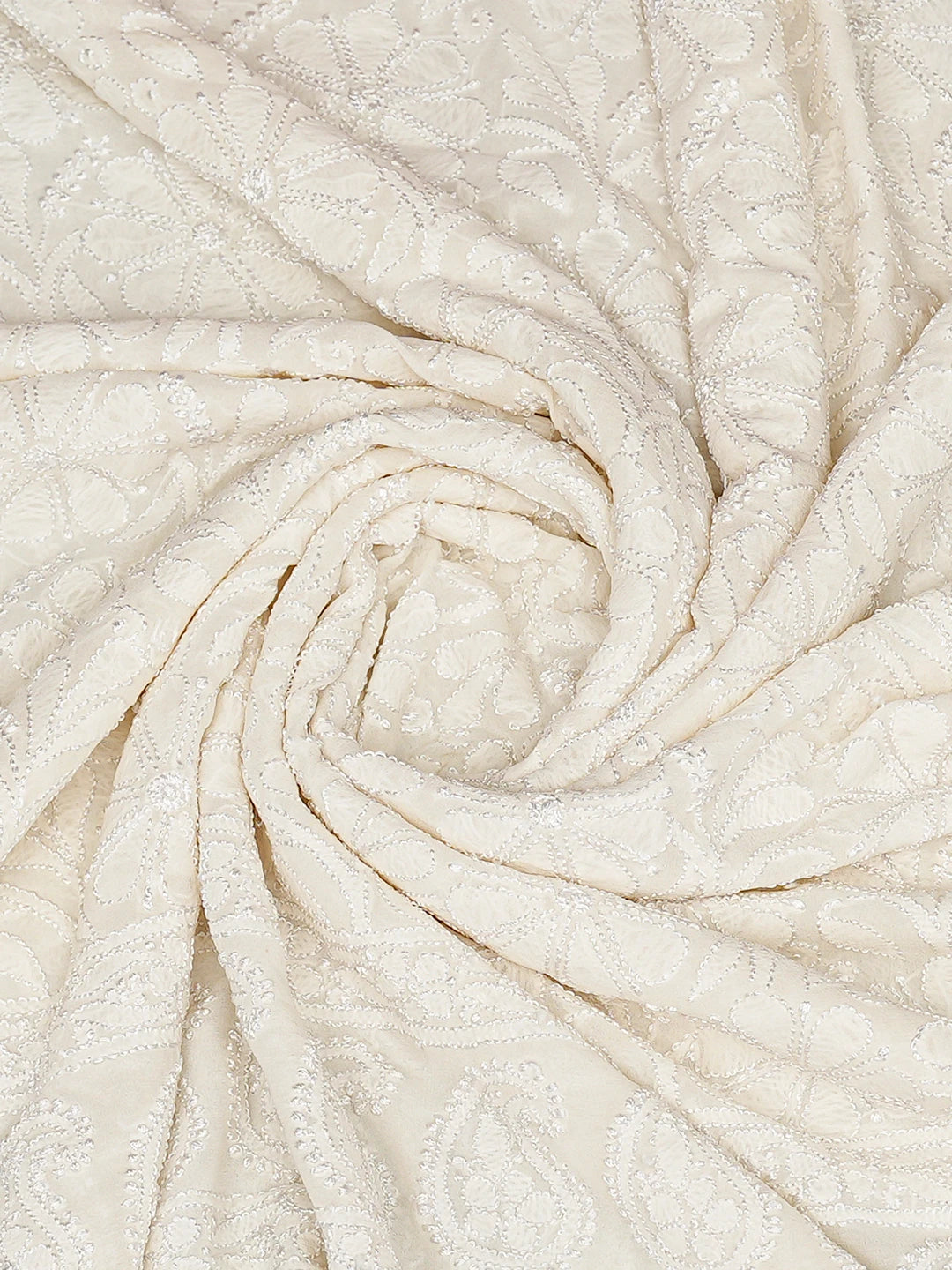 Ada Hand Embroidered White Pure Georgette Lucknowi Chikankari Dupatta 01A149401