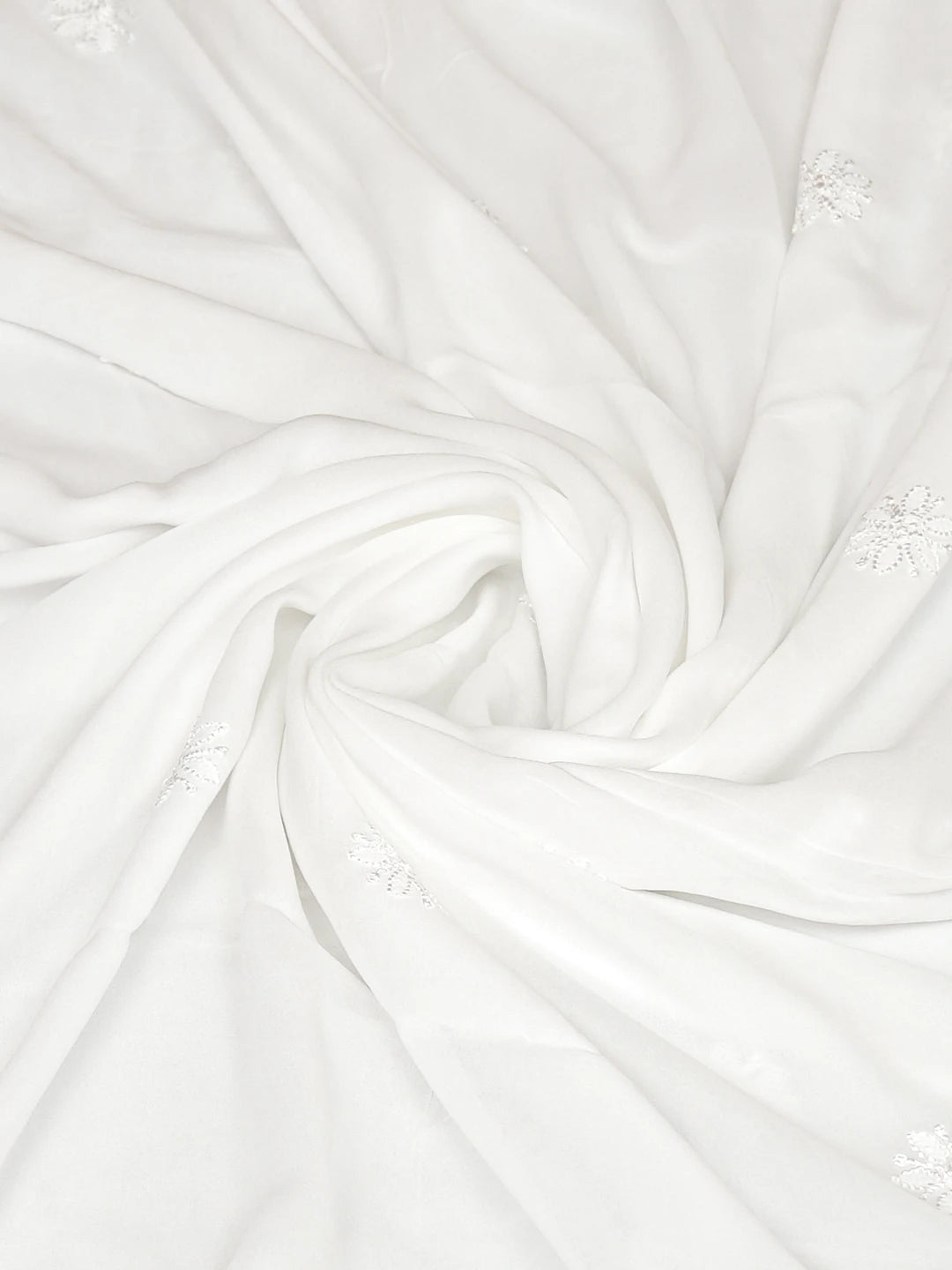 Ada Hand Embroidered White Viscose Georgette Lucknowi Chikankari Dupatta 01A794958