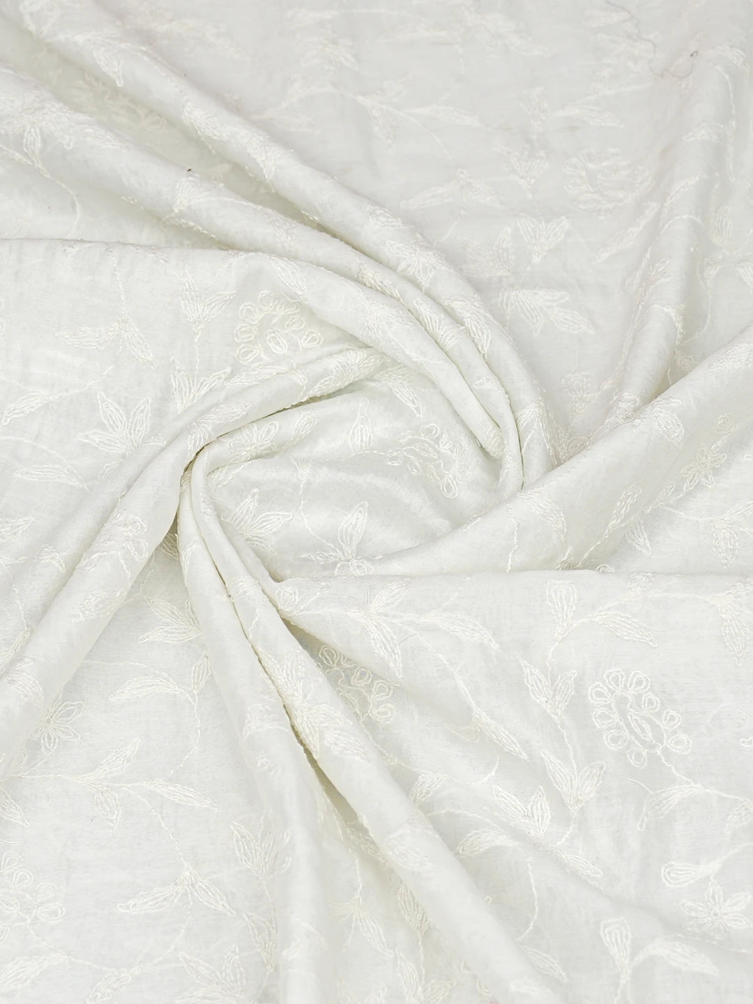 Ada Hand Embroidered White Chanderi Lucknowi Chikankari Dupatta 01A793253