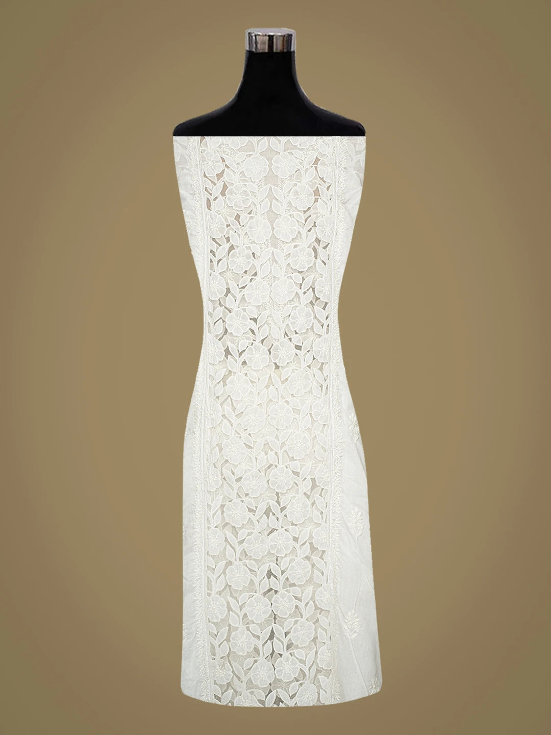Ada Hand Embroidered White Cotton Lucknowi Chikankari Semi-Stitched Kurta Dupatta Set 01A813823