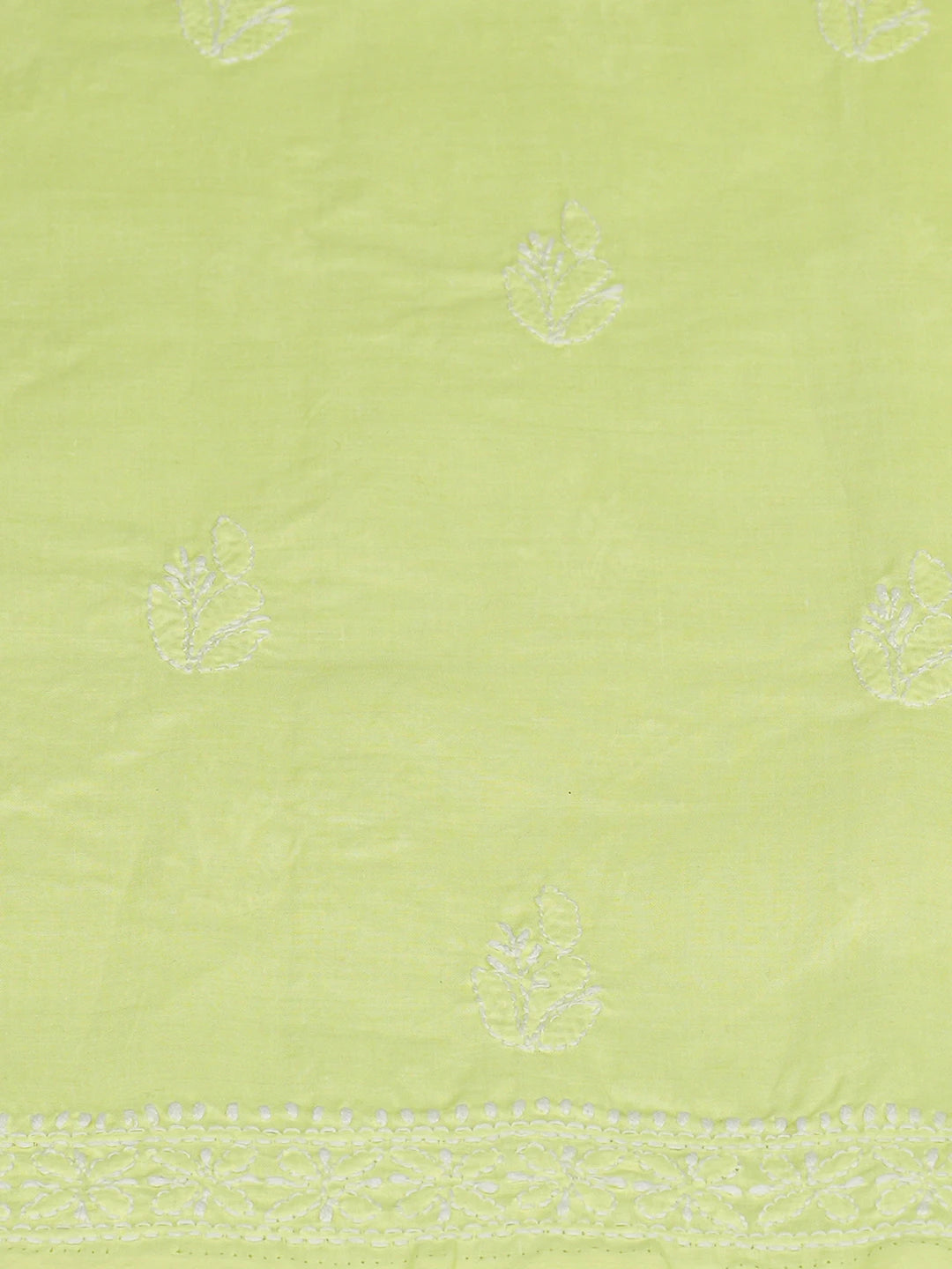Ada Hand Embroidered Fluorescent Lemon Cotton Lucknowi Chikankari Unstitched Kurta Piece 01A725139