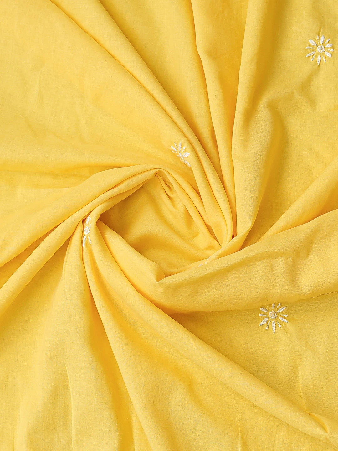 Ada Hand Embroidered Yellow Cotton Lucknowi Chikankari Semi-Stitched Kurta Dupatta Set 01A813827