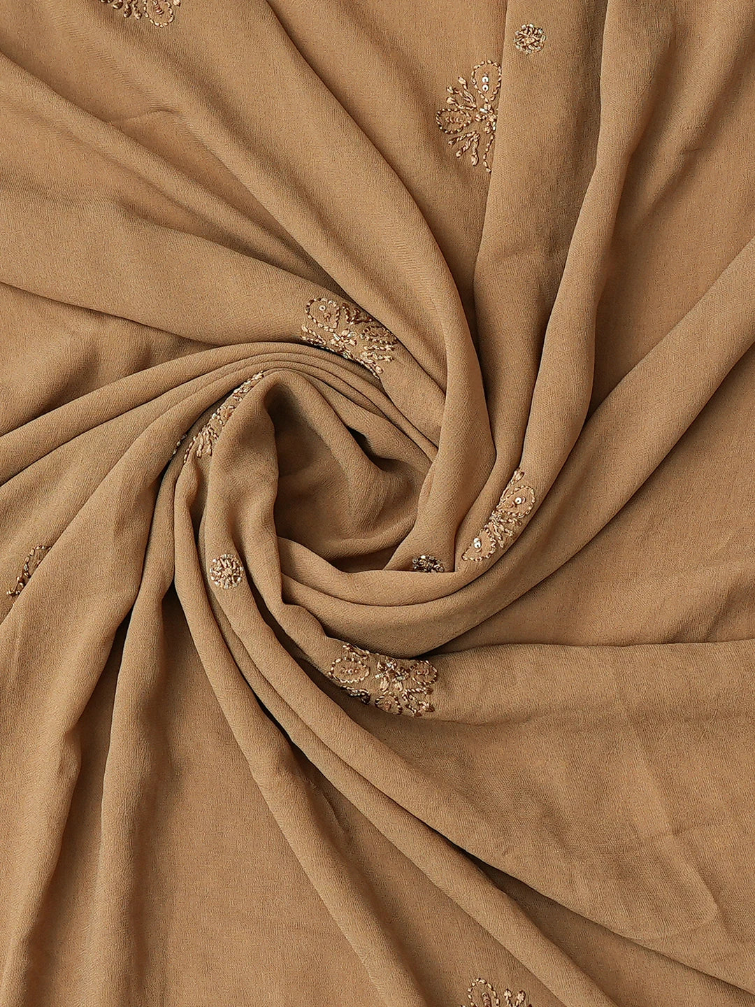 Ada Hand Embroidered Chamoisee Brown Viscose Georgette Lucknowi Chikankari Unstitched Kurta Dupatta Set With Cutdana Work 01A765980