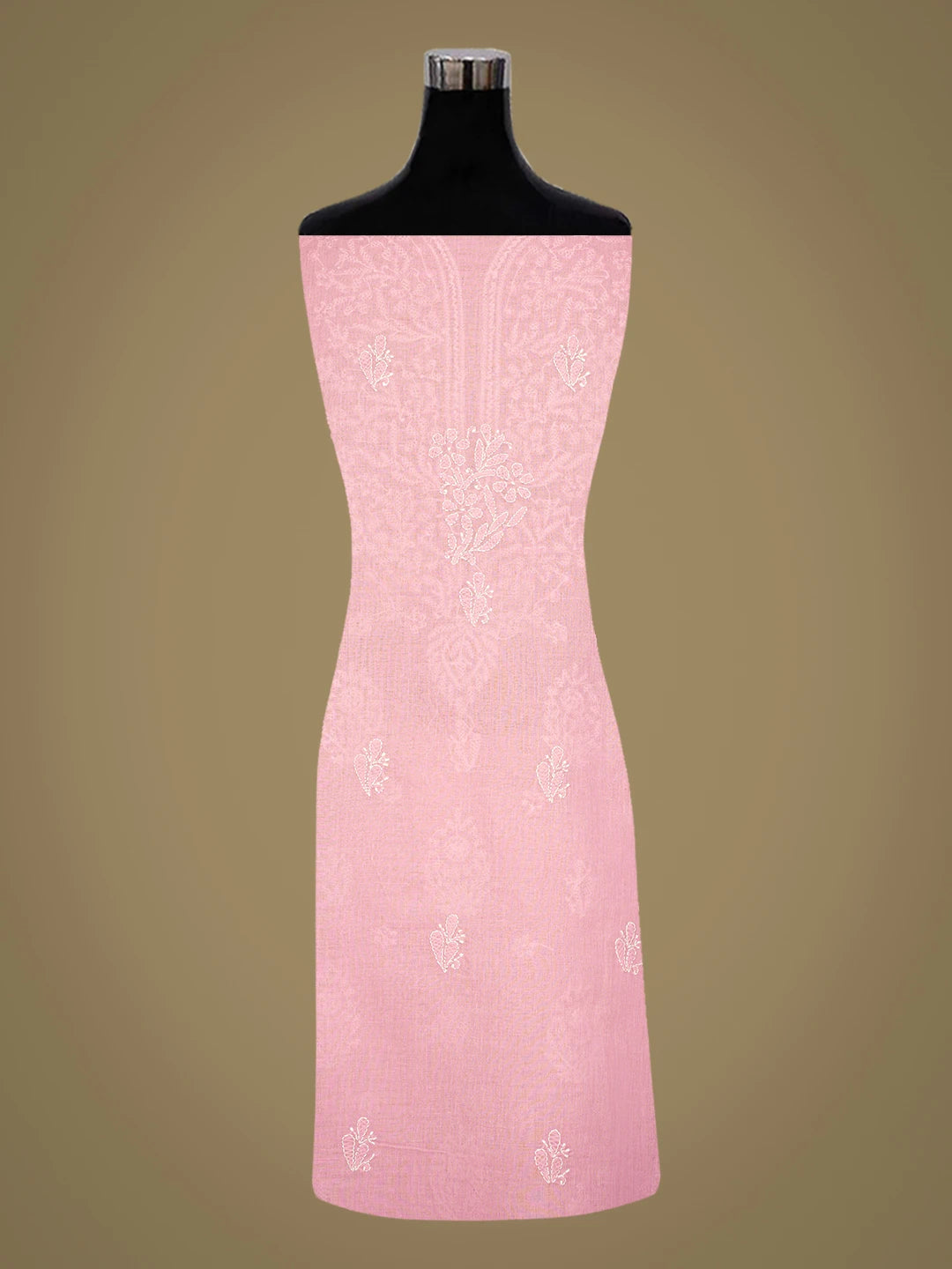 Ada Hand Embroidered Pink Cotton Lucknowi Chikankari Unstitched Kurta Piece 01A725146